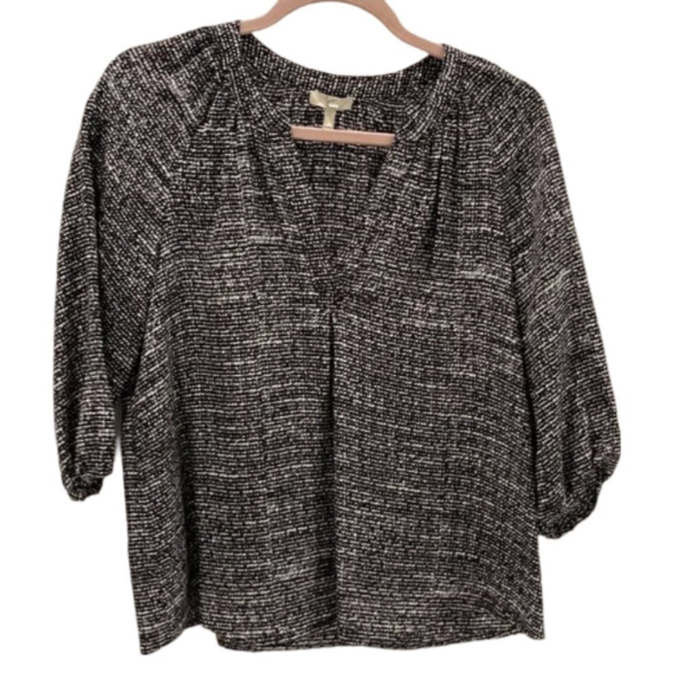 Joie XS black and white silk blouse